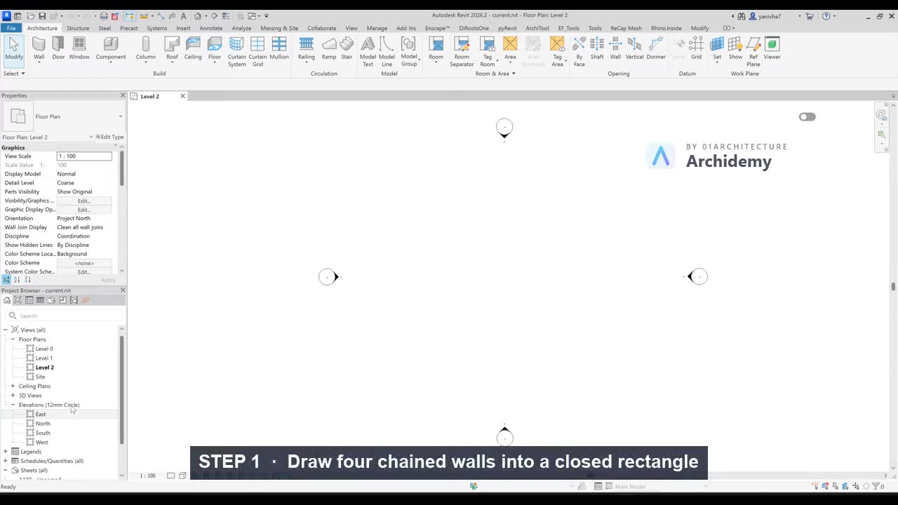 Draw your first walls and floor — step by step